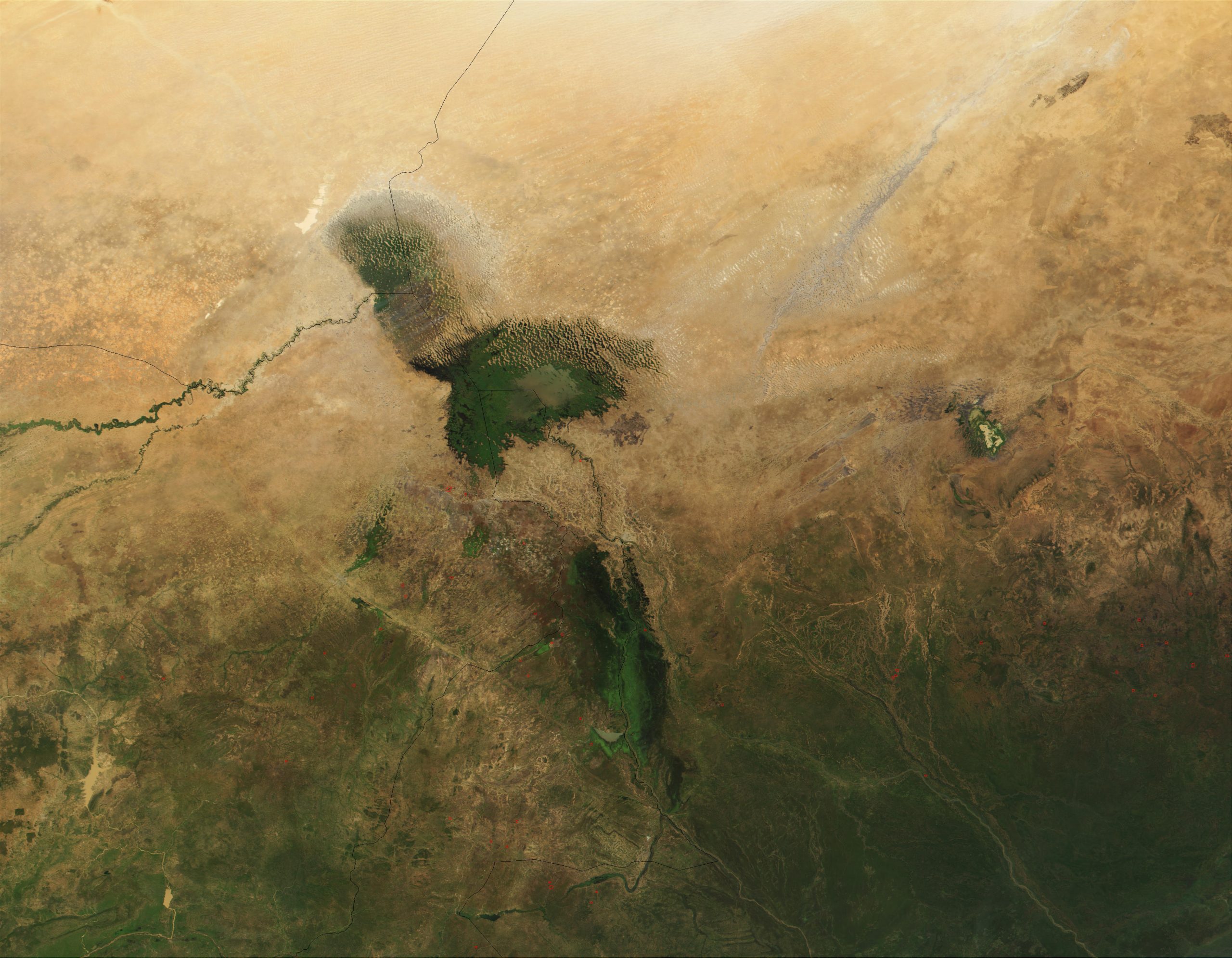 NASA satellite image of the Lake Chad basin and surrounding region